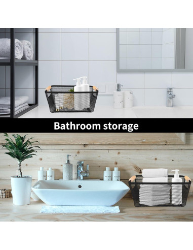 Juego de 2 Canastas de Malla de Metal PTSGCAI 31x21x14 cm