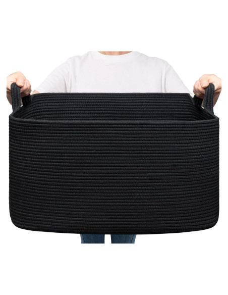 Cesta de Almacenamiento Tejida Goodpick Grande Negra 75L