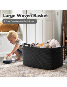 Cesta de Almacenamiento Tejida Goodpick Grande Negra 75L 2