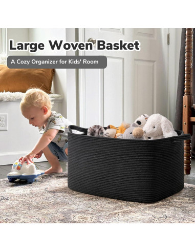 Cesta de Almacenamiento Tejida Goodpick Grande Negra 75L