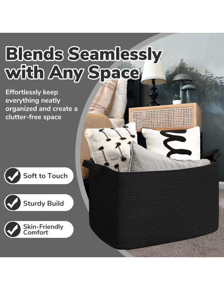 Cesta de Almacenamiento Tejida Goodpick Grande Negra 75L