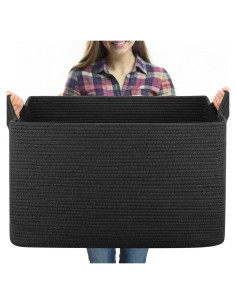Cesta de Almacenamiento OIASKET 95L Algodón Negro 61x42.9x36.1cm