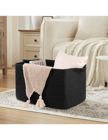 Cesta de Almacenamiento OIASKET 95L Algodón Negro 61x42.9x36.1cm