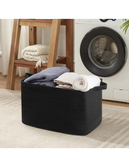 Cesta de Almacenamiento OIASKET 95L Algodón Negro 61x42.9x36.1cm