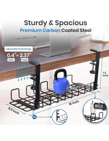 Bandeja organizadora de cables WTADAY 16x6 cm sin taladrar