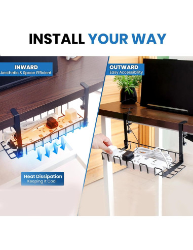 Bandeja organizadora de cables WTADAY 16x6 cm sin taladrar