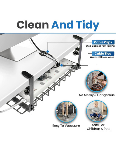 Bandeja organizadora de cables WTADAY 16x6 cm sin taladrar