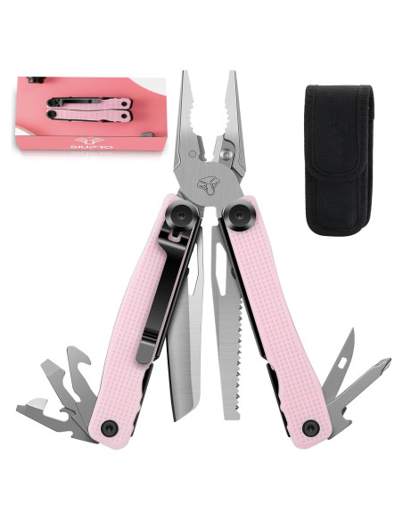 Cuchillo Multiherramienta SIUPRO SD-9 Rosa Plegable 14 Funciones