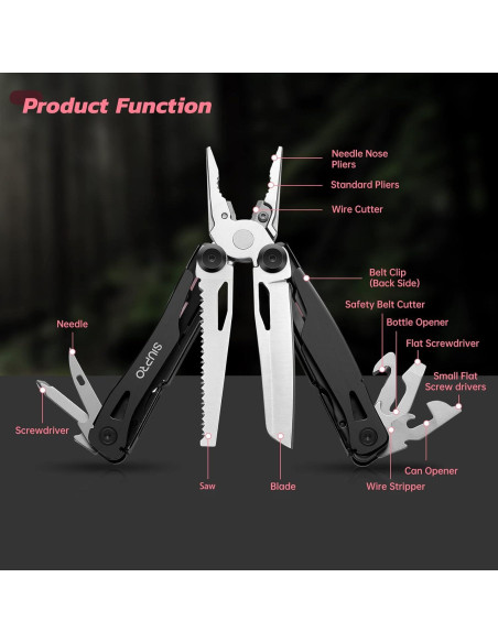 Cuchillo Multiherramienta SIUPRO SD-9 Rosa Plegable 14 Funciones