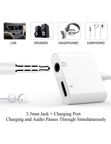 Adaptador de Auriculares Lightning a 3.5mm esbeecables 3 Pzs