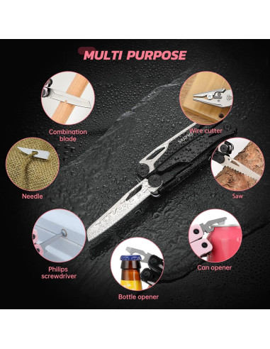 Cuchillo Multiherramienta SIUPRO SD-9 Rosa Plegable 14 Funciones