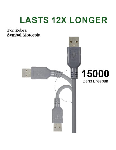 Cable USB Enrollado 3m para Escáner de Códigos Zebra