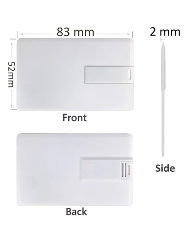 Enfain USB 2.0 16GB Tarjeta de Crédito - Paquete de 10 Blancas