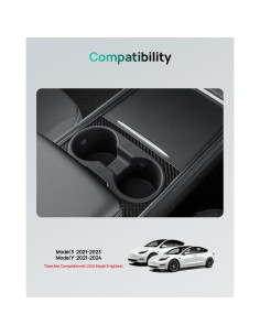 Inserto Portavasos HALOBLK para Tesla Model Y y 3 2021-2024 2