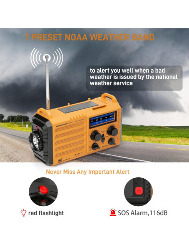 Radio de Emergencia NOAA Bestway 5000mAh con Linterna