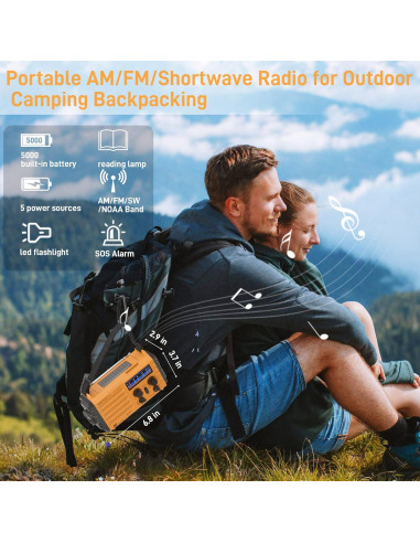 Radio de Emergencia NOAA Bestway 5000mAh con Linterna