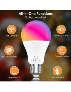 Bombillas LED Inteligentes 16W 1600LM A19 4 Paquetes 2