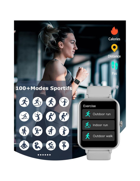 Reloj Inteligente GRV IP68 Fitness Llamadas Gris