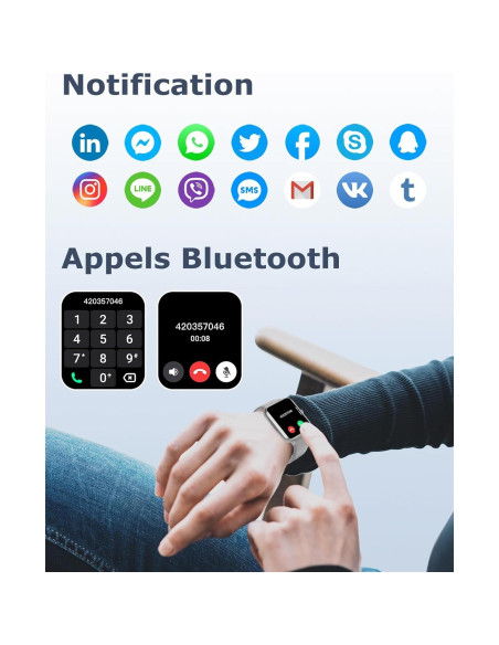 Reloj Inteligente GRV IP68 Fitness Llamadas Gris