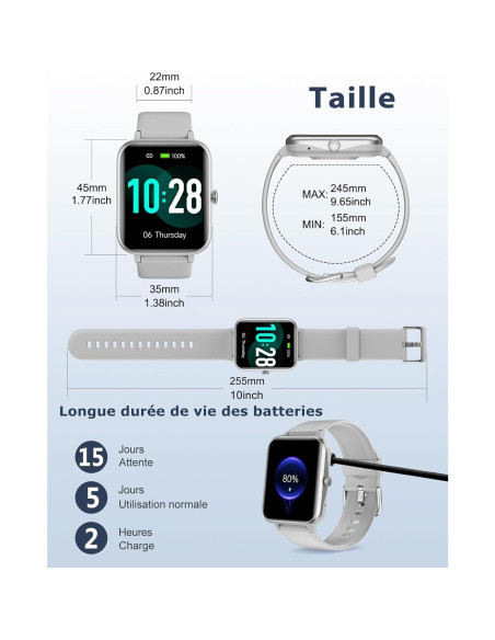 Reloj Inteligente GRV IP68 Fitness Llamadas Gris