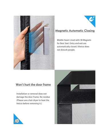 Puerta de Pantalla Magnética BiirBlue 97x208 cm Malla Fibra Vidrio