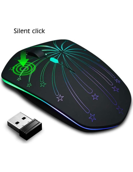 Ratón Inalámbrico Recargable Howell Firework, 7 Colores LED