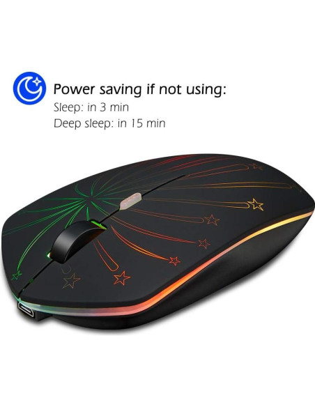 Ratón Inalámbrico Recargable Howell Firework, 7 Colores LED