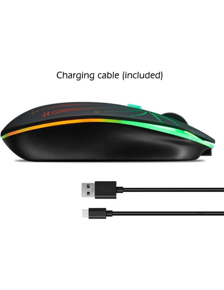 Ratón Inalámbrico Recargable Howell Firework, 7 Colores LED