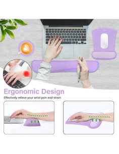 Soporte Reposamuñecas MOSISO Ergonomico Neopreno Púrpura 2