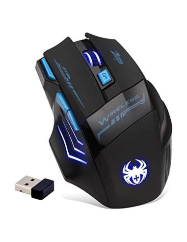 Mouse Inalámbrico Zelotes F14, 2400 DPI, 7 Botones, LED