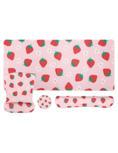 Conjunto Alfombrilla de Escritorio MOSISO Ergonomica Fresa 90x40cm