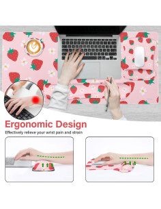 Conjunto Alfombrilla de Escritorio MOSISO Ergonomica Fresa 90x40cm 2