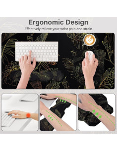 Almohadilla de Juego Ergonómica Mosiso Hoja Monstera 90x40cm 2