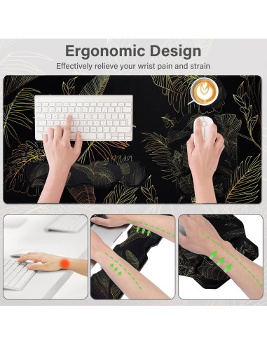 Almohadilla de Juego Ergonómica Mosiso Hoja Monstera 90x40cm