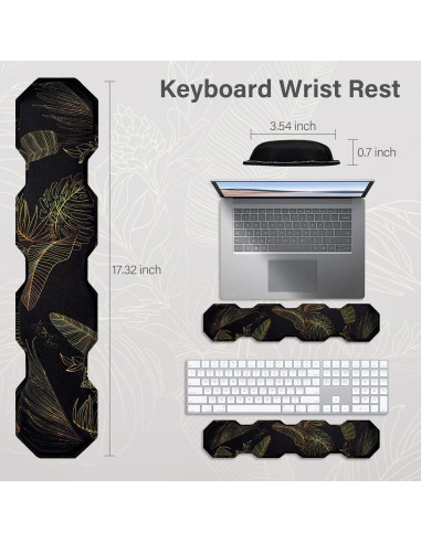 Almohadilla de Juego Ergonómica Mosiso Hoja Monstera 90x40cm