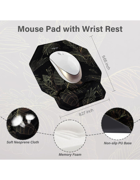 Almohadilla de Juego Ergonómica Mosiso Hoja Monstera 90x40cm