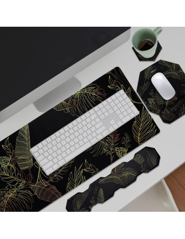 Almohadilla de Juego Ergonómica Mosiso Hoja Monstera 90x40cm