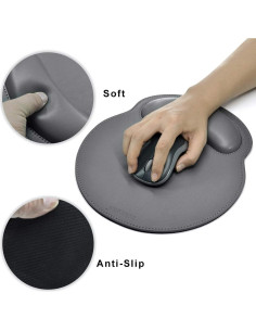 Reposamuñecas Ergonómico MAIDERN de Cuero PU y Espuma - Gris 2