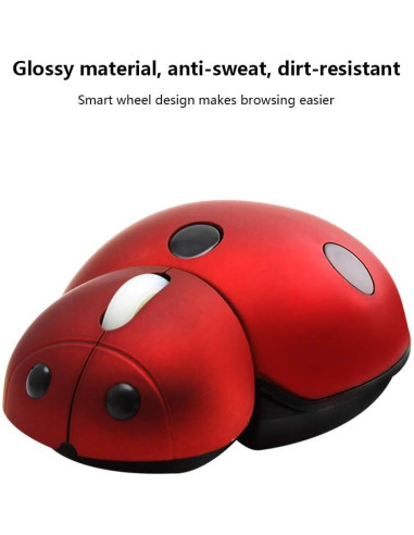 Ratón Inalámbrico YOCUNKER Mariquita Rojo 3000 DPI USB