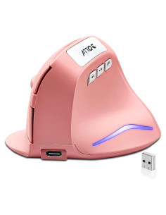 Ratón Óptico Ergonómico Vertical Inalámbrico Rosa 2400 DPI