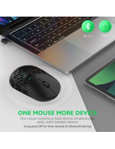 Ratón Inalámbrico Bluetooth 5.1 RAPIQUE R-03 Recargable Negro 2