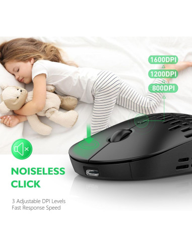 Ratón Inalámbrico Bluetooth 5.1 RAPIQUE R-03 Recargable Negro