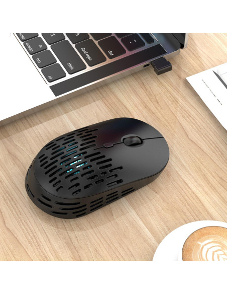 Ratón Inalámbrico Bluetooth 5.1 RAPIQUE R-03 Recargable Negro