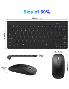 Teclado y Ratón Inalámbrico Bluetooth CimeTech K116 - Negro 2