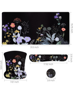 Conjunto Alfombrilla de Teclado y Ratón Ergonómico Mosiso Floral 2