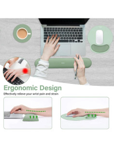 Soporte Reposamuñecas y Alfombrilla MOSISO Ergonómica Verde 2
