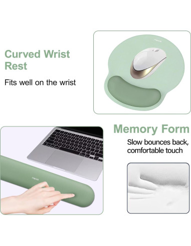 Soporte Reposamuñecas y Alfombrilla MOSISO Ergonómica Verde