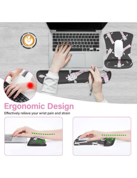 Soporte Reposamuñecas Ergonomico MOSISO Gris para Teclado y Ratón