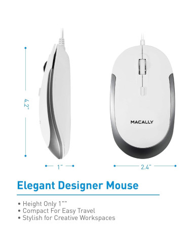 Teclado Mini con Cable Macally + Ratón Silencioso + Soporte Ergonómico