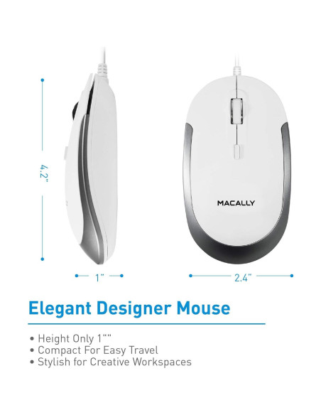 Teclado Mini con Cable Macally + Ratón Silencioso + Soporte Ergonómico